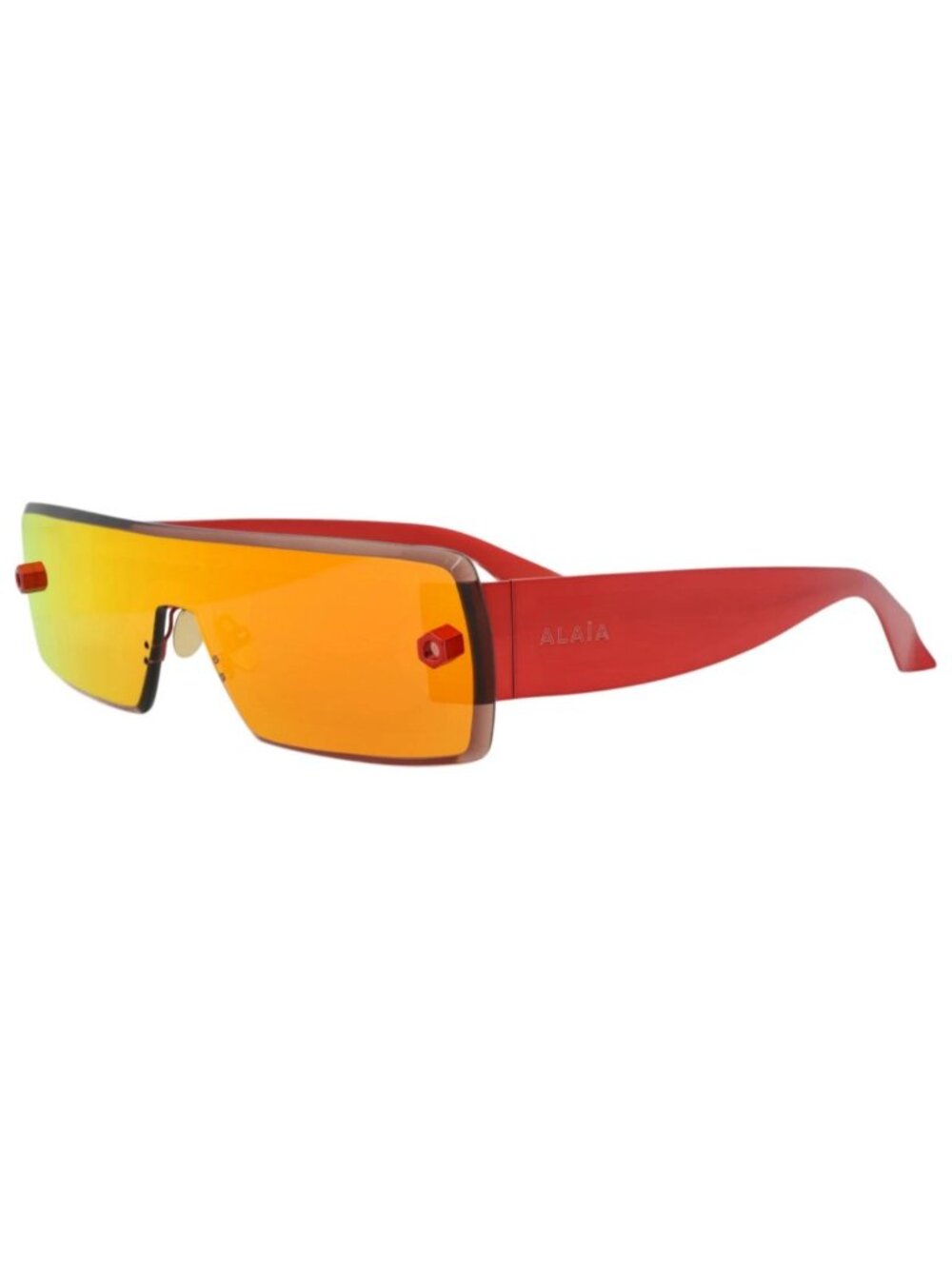 New Alaia Women's Sunglasses Shield Wrap Metal Frame Red Red Red